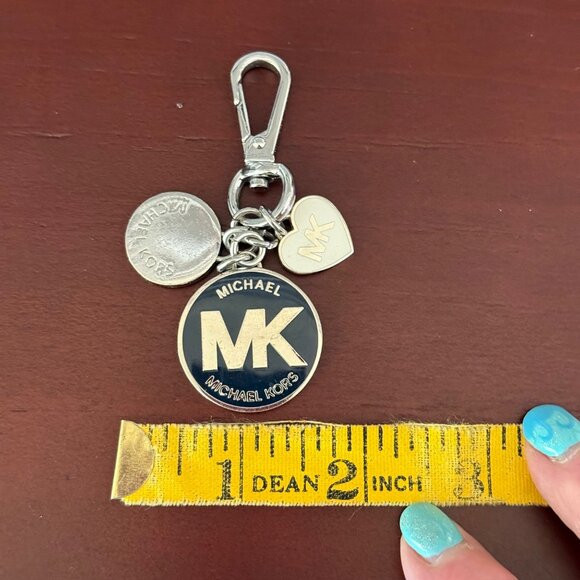 Michael Kors Silver-Tone Logo Purse Charm With Heart & Round Charms - Picture 5 of 5